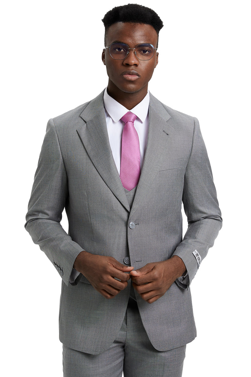 Stacy Adams Light Grey Sharkskin Suit with Vest