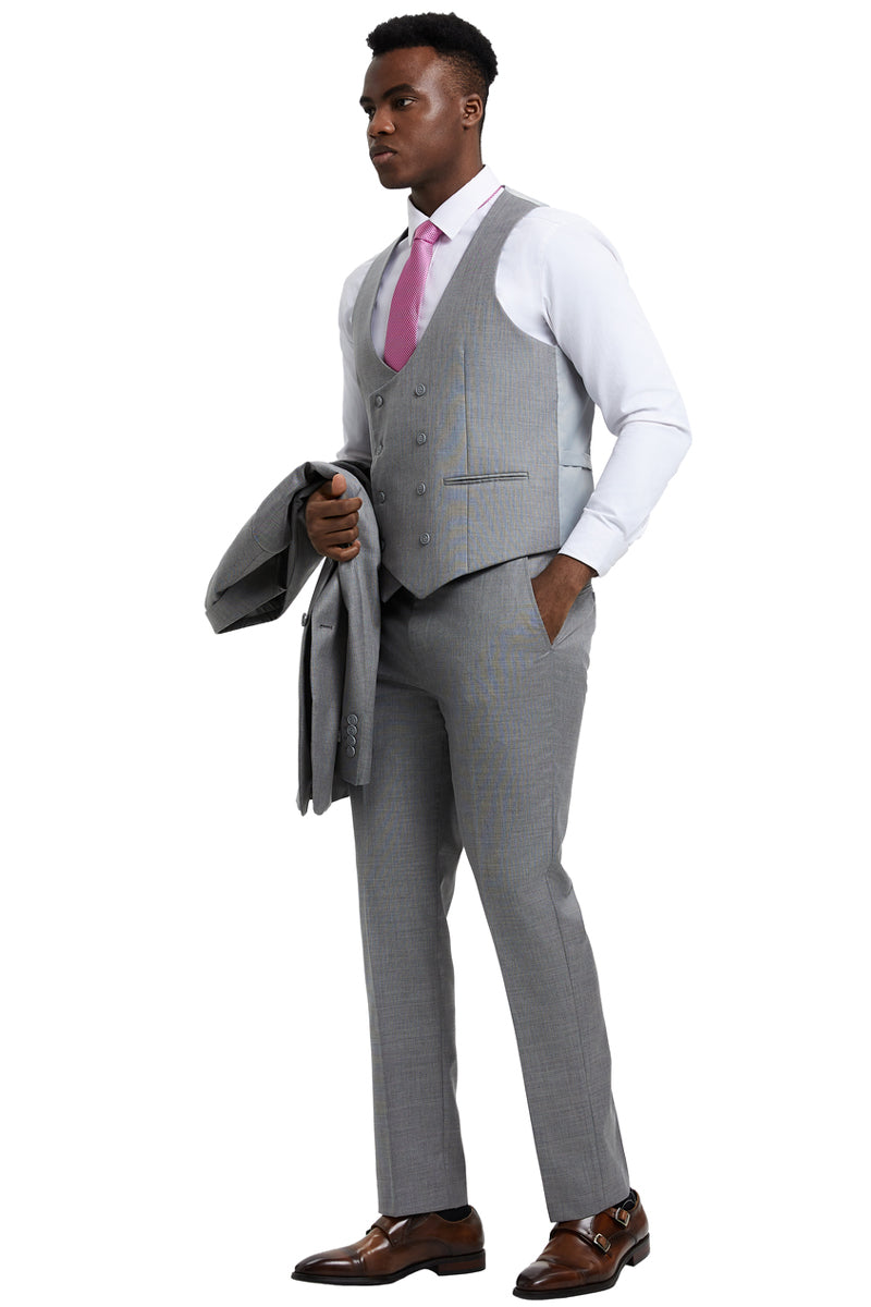 Stacy Adams Light Grey Sharkskin Suit with Vest