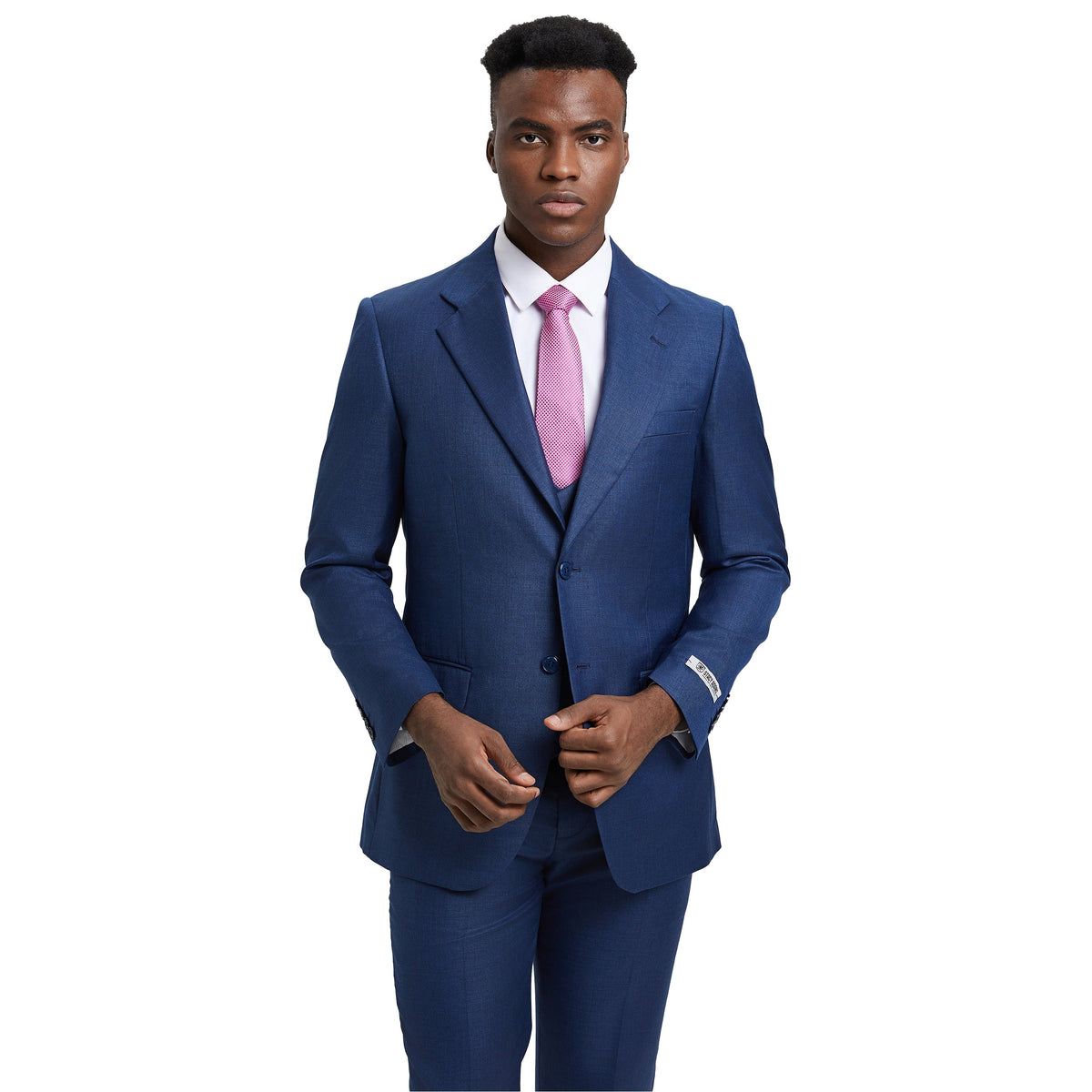 Men's Stacy Adams Sharkskin 3-Piece Suit - Blue