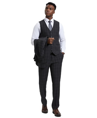 Mens-suit Windowpane By Stacy Adams - Black