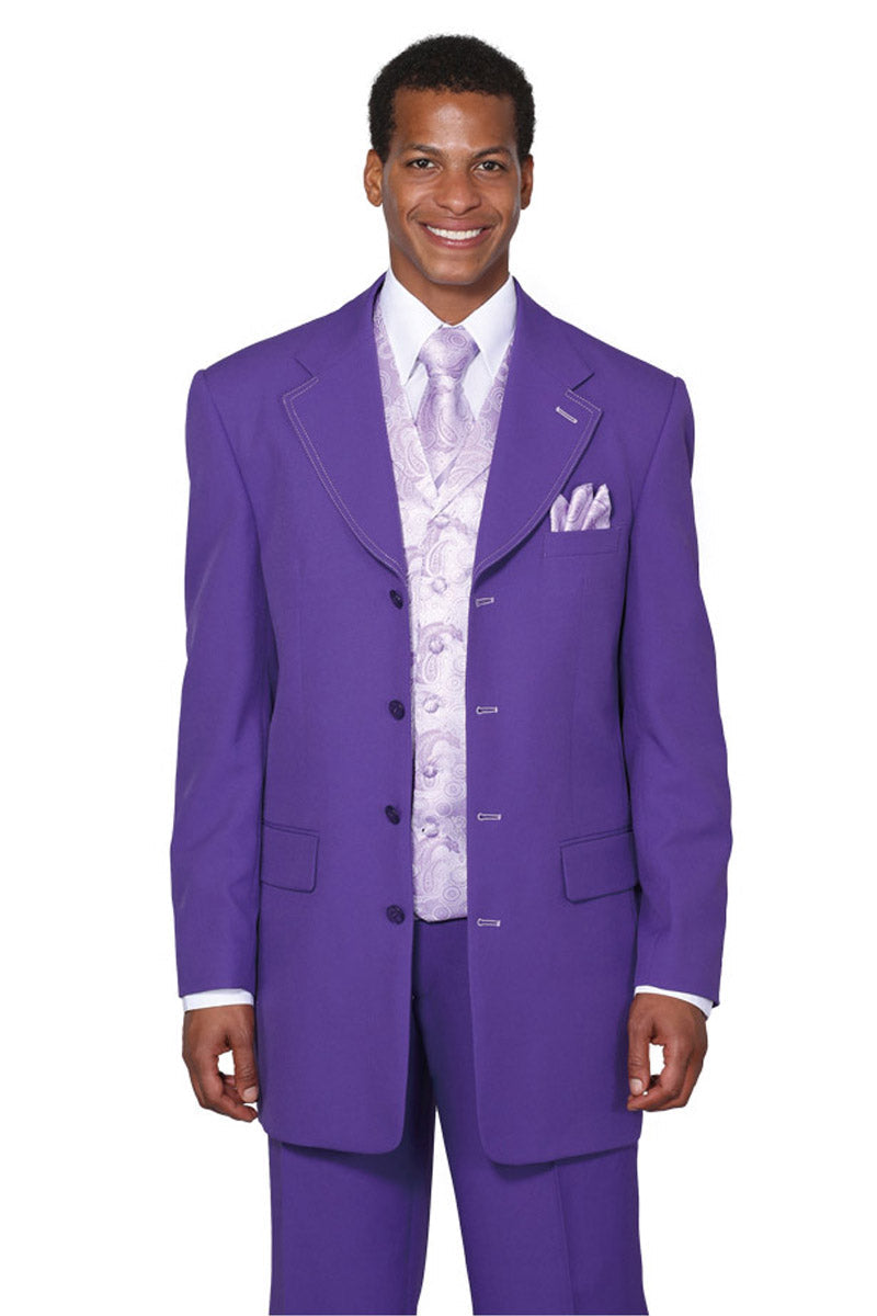 Purple 3/4 Length Suit with Paisley Vest