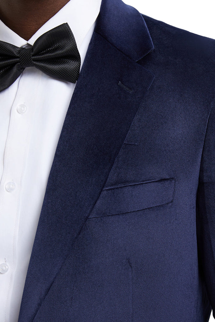 Stacy Adams Modern Fit Velvet Blazer Navy