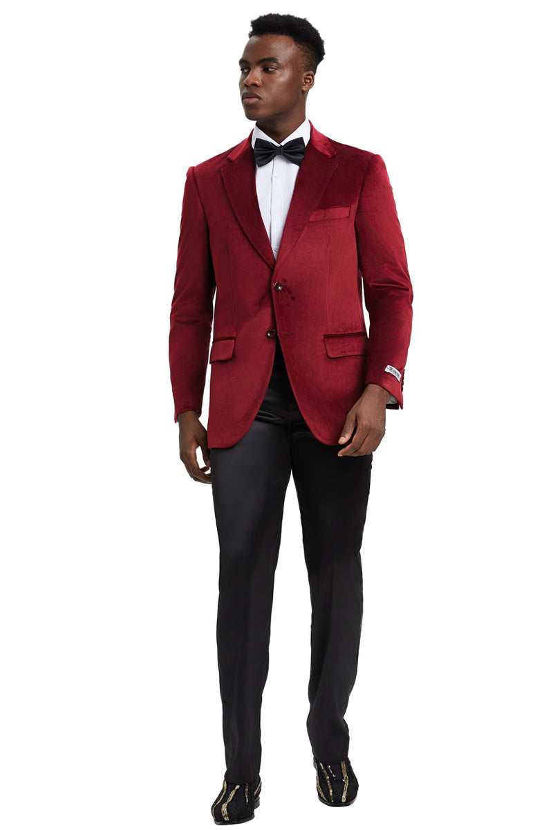 Stacy Adams Modern Fit Velvet Blazer - Burgundy