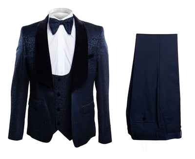 Rossi Man 3-Piece Shawl Tuxedo Navy/Black