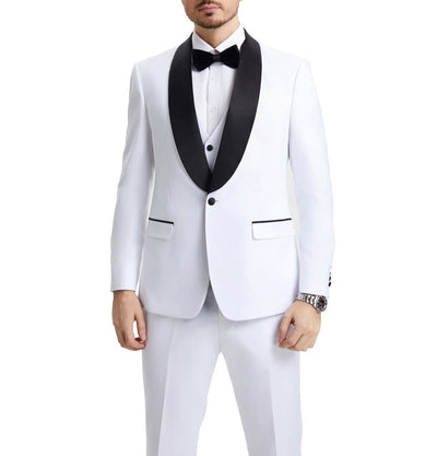 Stacy Adams White 3 Piece Hybrid Fit Tuxedo