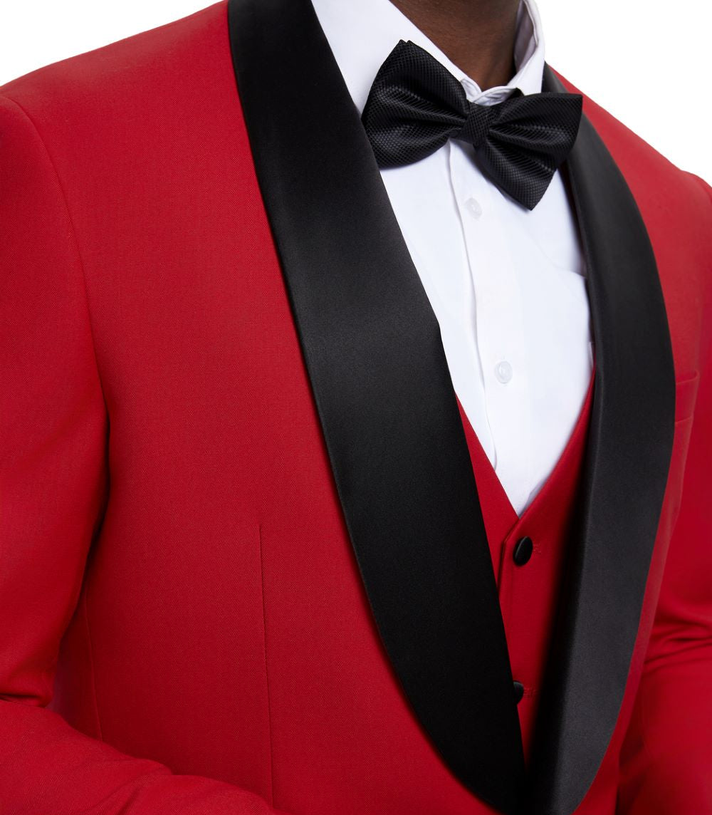 Stacy Adams Red Hybrid Fit Tuxedo Shawl Lapel
