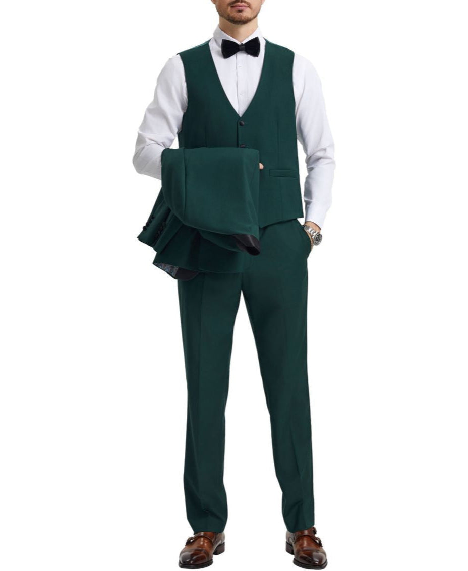 Stacy Adams Green Hybrid Fit 3 Piece Tuxedo