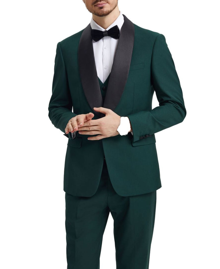 Stacy Adams Green Hybrid Fit 3 Piece Tuxedo