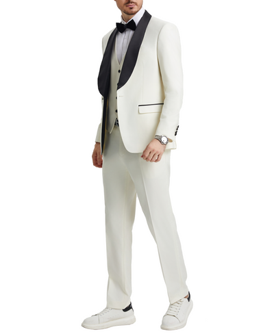 Ivory 3 Piece Hybrid Fit Tuxedo by Stacy Adams