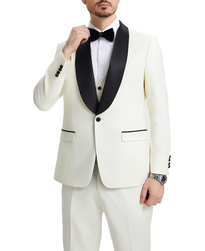 Ivory 3 Piece Hybrid Fit Tuxedo by Stacy Adams