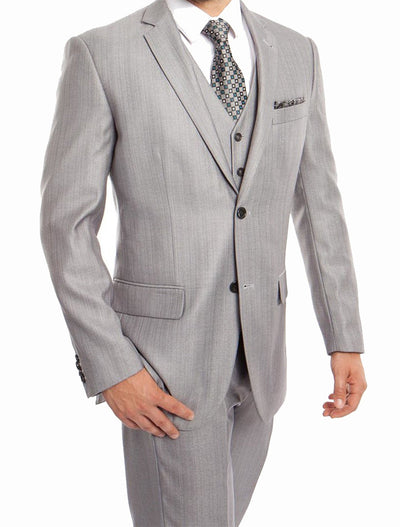 Light Gray 3 Piece Modern Fit Suit