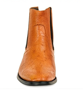Men's Cognac Vestigium Genuine Ostrich Leg Chelsea Boots Handcrafted