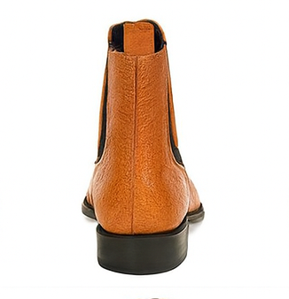 Men's Cognac Vestigium Genuine Ostrich Leg Chelsea Boots Handcrafted
