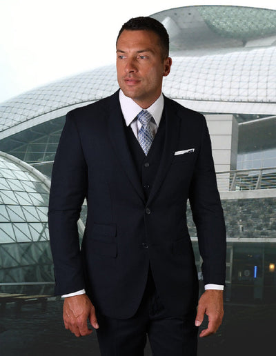 Navy Modern Fit Vested 2-Button Suit for Men