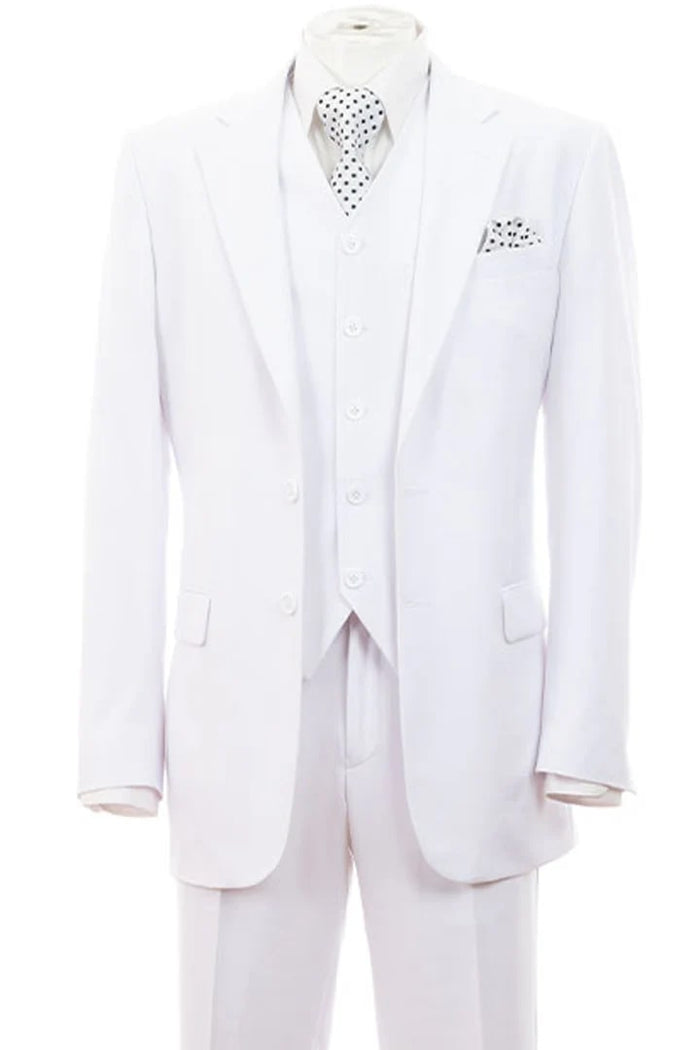 Men’s White 2 Button Wedding Suit, Modern Vested Formal Groom Prom Dress Suit