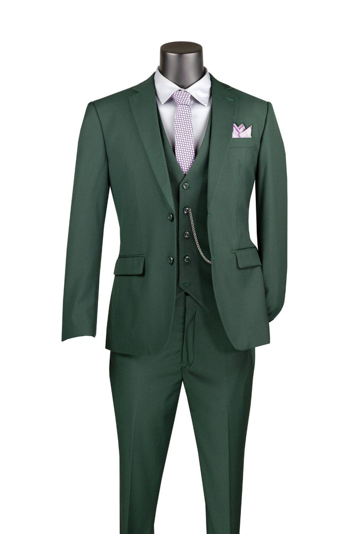Slim Fit 3 Piece Suit in Hunter Green