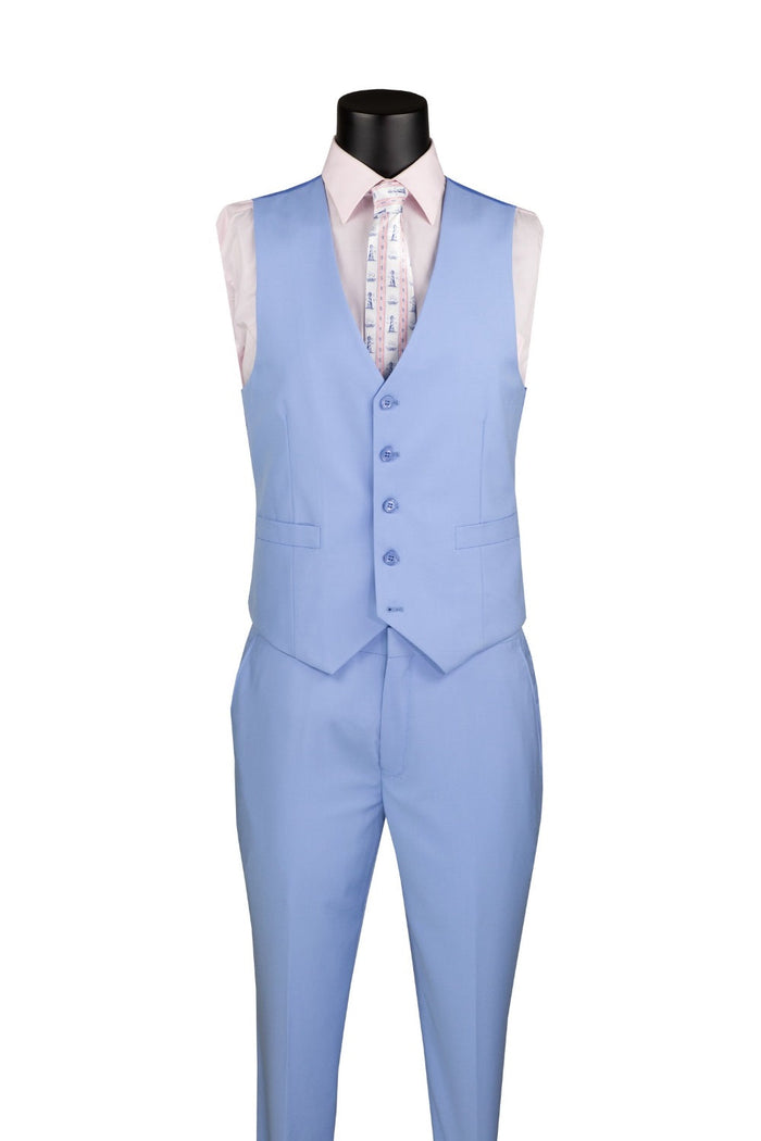 Light Blue Slim Fit 3 Piece Business Suit