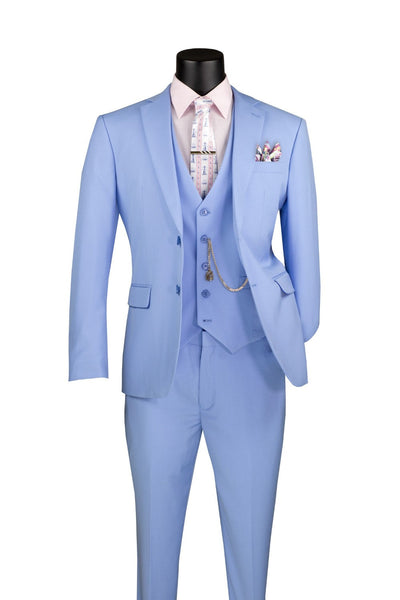 Light Blue Slim Fit 3 Piece Business Suit