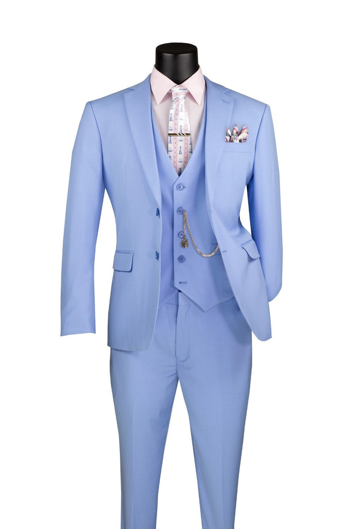 Light Blue Slim Fit 3 Piece Business Suit