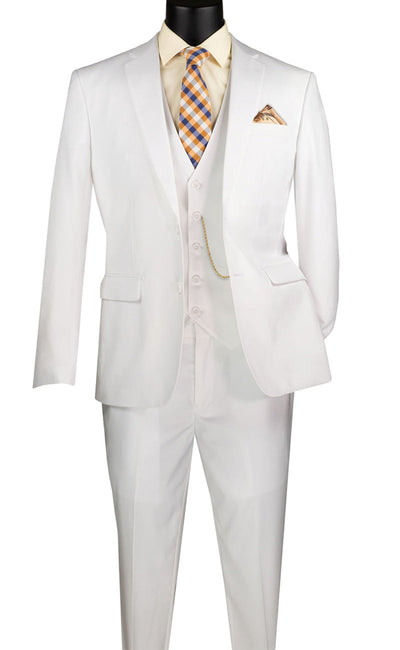 Slim Fit 3 Piece White Suit for Men