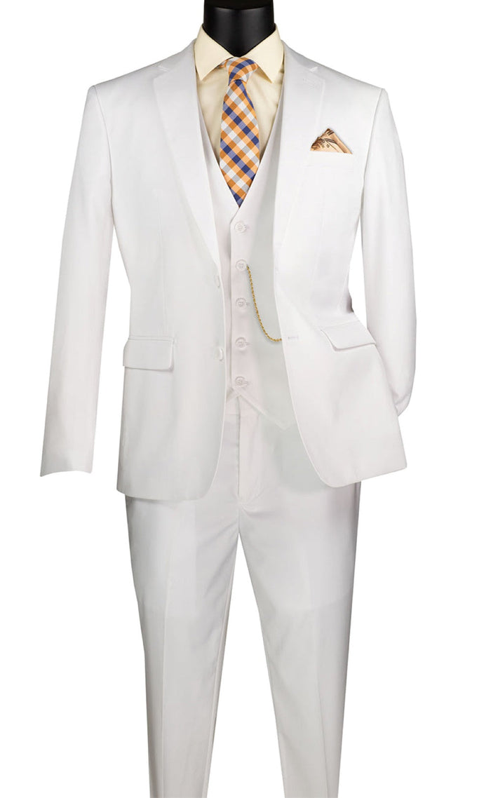 Slim Fit 3 Piece White Suit for Men