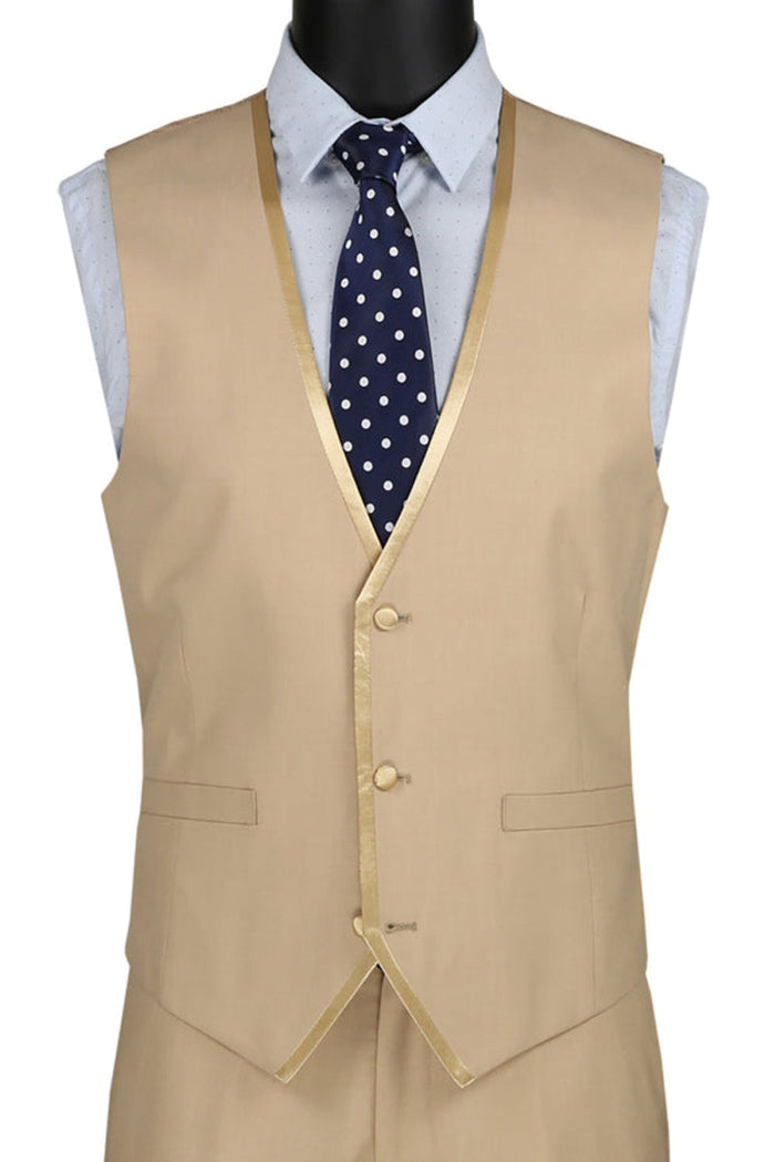 Leonardo Collection Slim Fit 3 Piece Beige Tuxedo