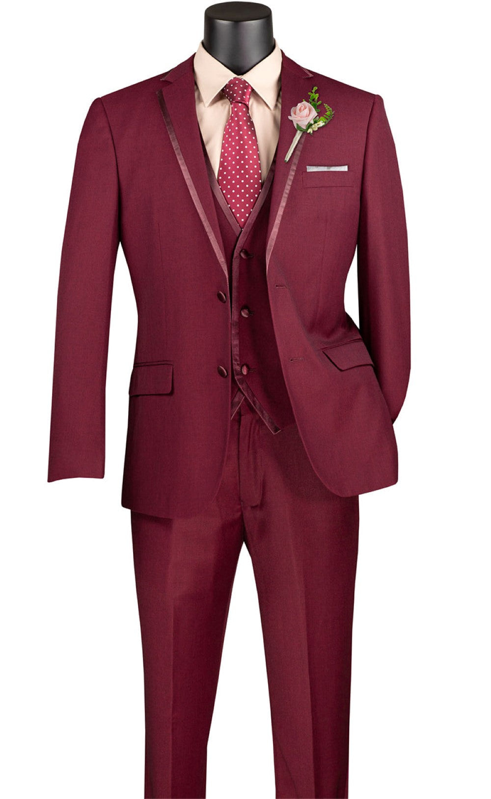 Leonardo Collection Slim Fit Burgundy Tuxedo Suit