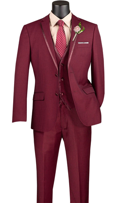 Leonardo Collection Slim Fit Burgundy Tuxedo Suit