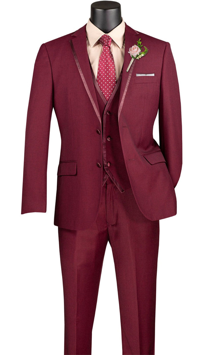 Leonardo Collection Slim Fit Burgundy Tuxedo Suit