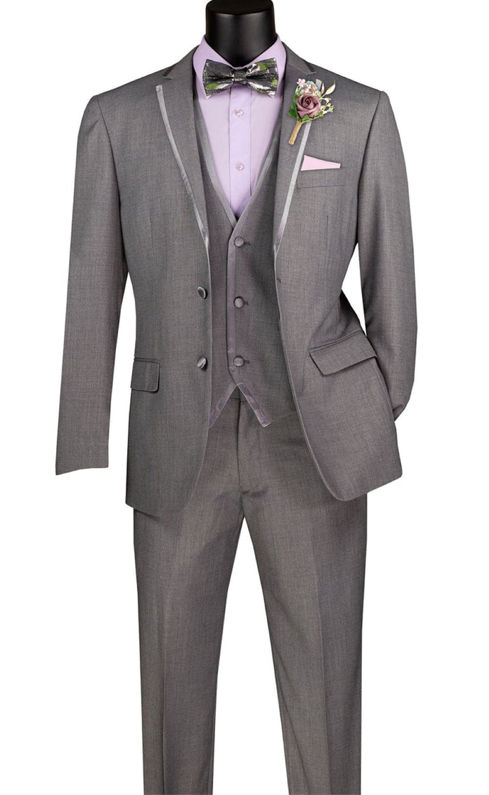 Leonardo Collection Slim Fit 3 Piece Tuxedo Light Gray
