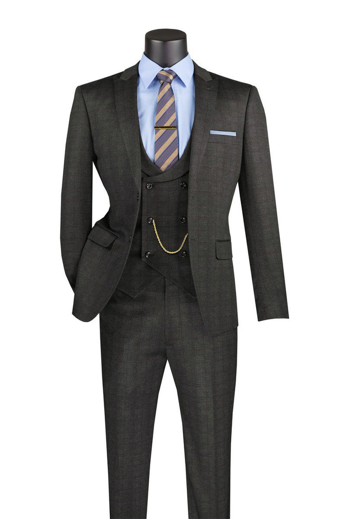Slim Fit 3 Piece Stretch Suit - Black