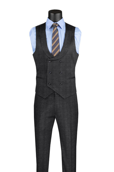 Slim Fit 3 Piece Stretch Suit - Black
