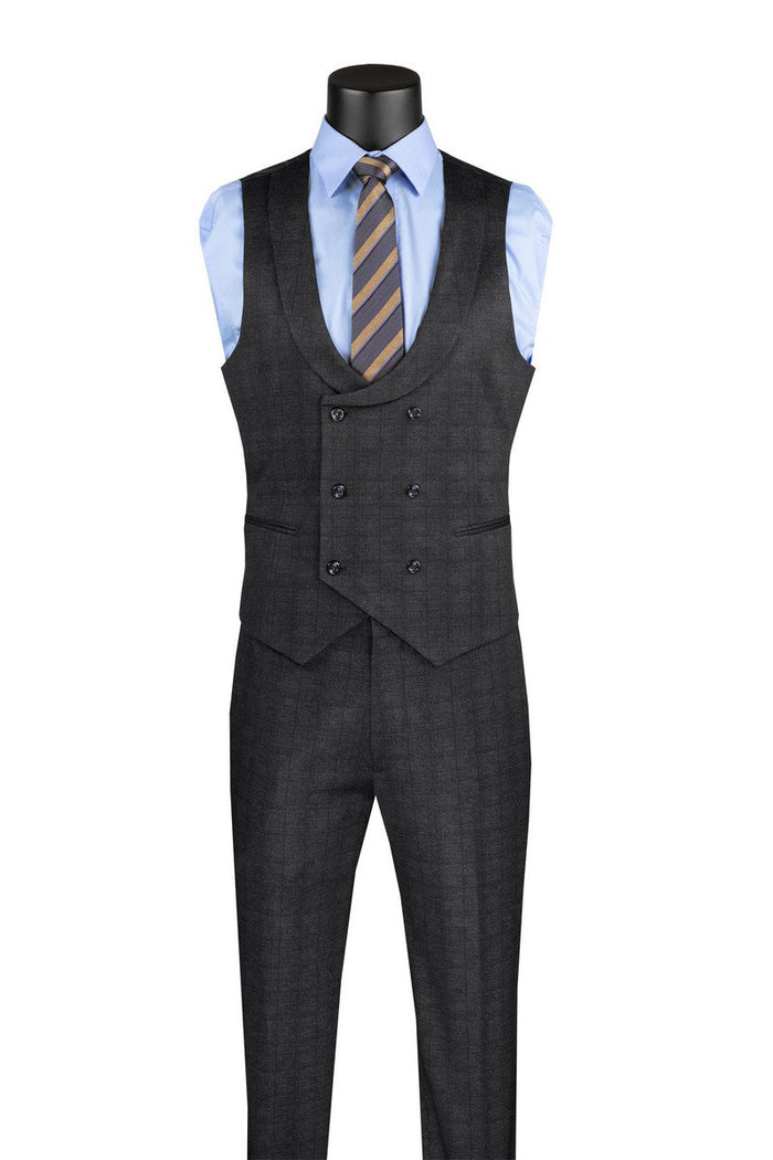 Slim Fit 3 Piece Stretch Suit - Black
