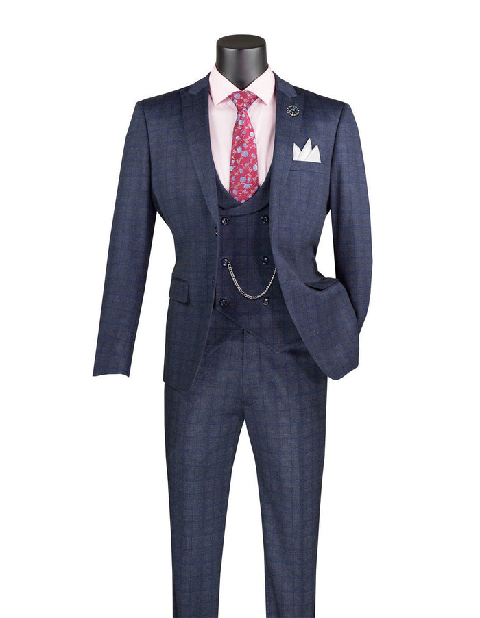 Slim Fit Navy 3 Piece Suit by Vinci