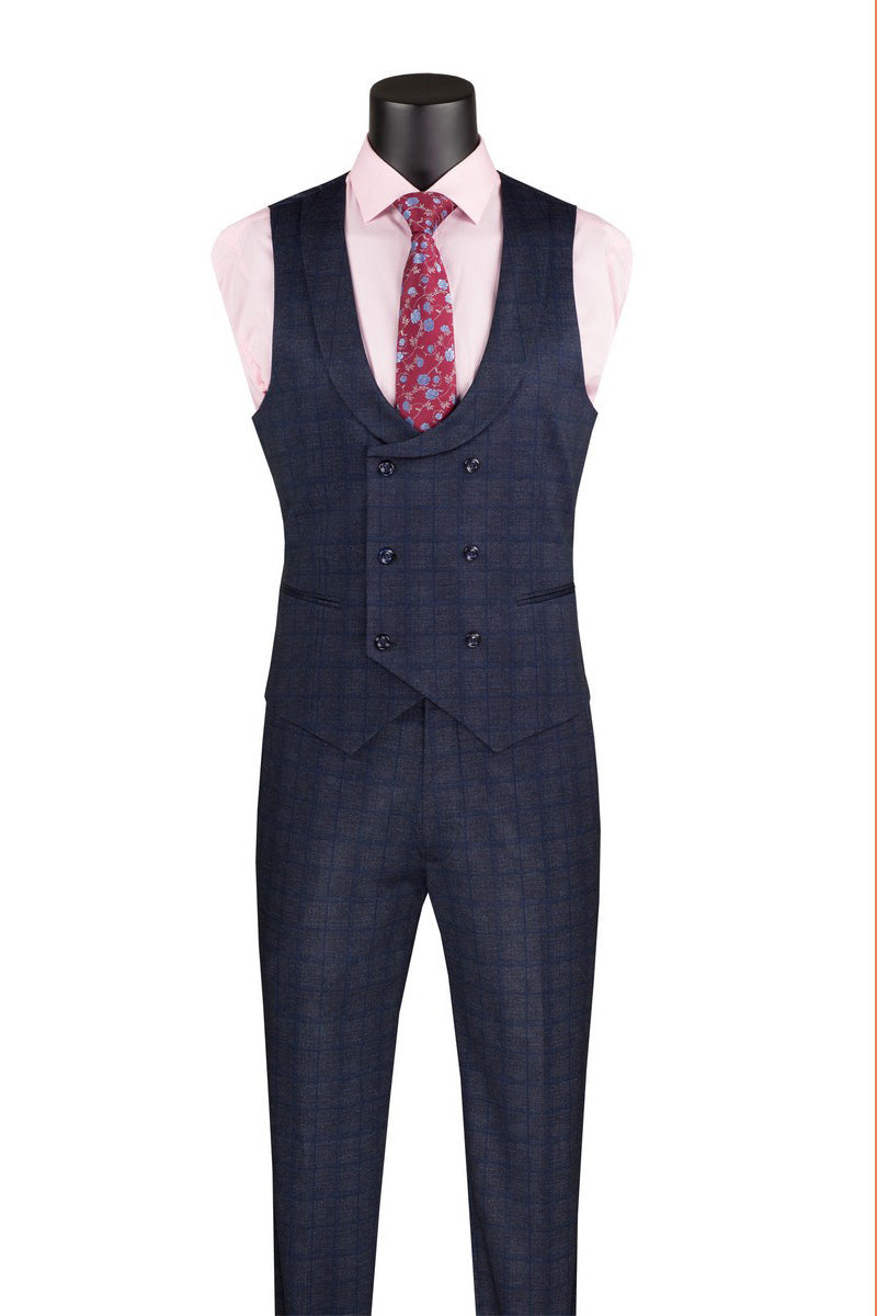 Slim Fit Navy 3 Piece Suit by Vinci