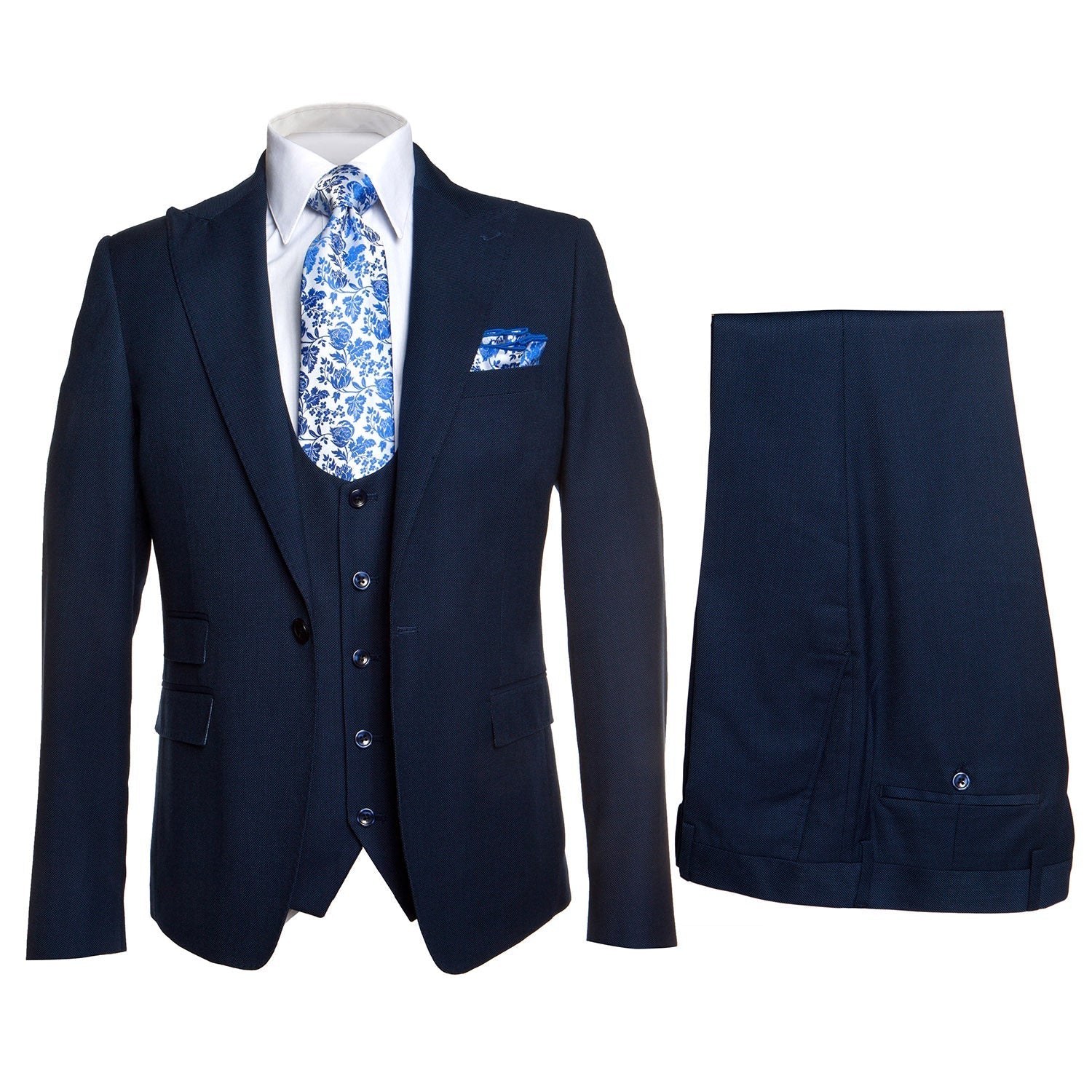 ROSSI MAN Navy Slim Fit Three Piece Suit