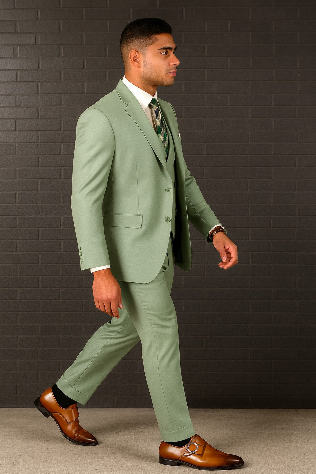 Sage Green Suits - 100% Wool Suit - Light Green Suit Double Breasted Vest - Summer Color Suit