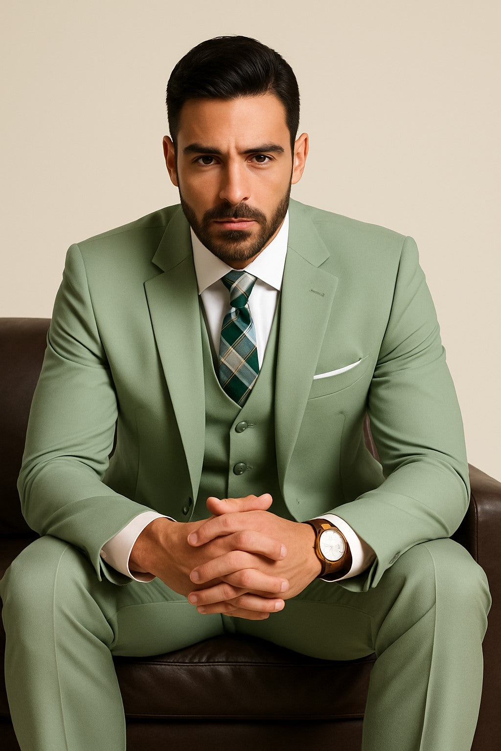 Sage Green Suits - 100% Wool Suit - Light Green Suit Double Breasted Vest - Summer Color Suit