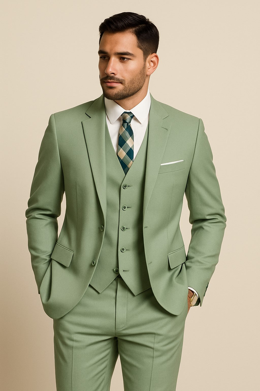 Summer Mens Wool Suits Sage Green Suits 100% Wool Suit Light Green