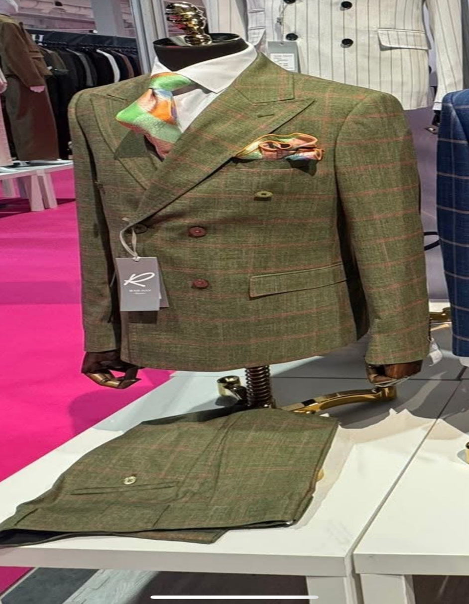 Rossiman Plaid Double Breasted Windowpane Suit