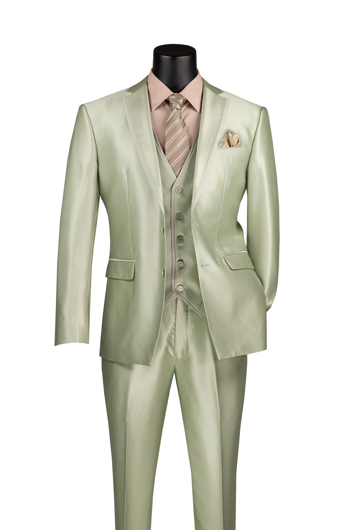 Slim Fit 3 Piece Satin Suit by Vinci