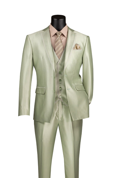 Slim Fit 3 Piece Satin Suit by Vinci