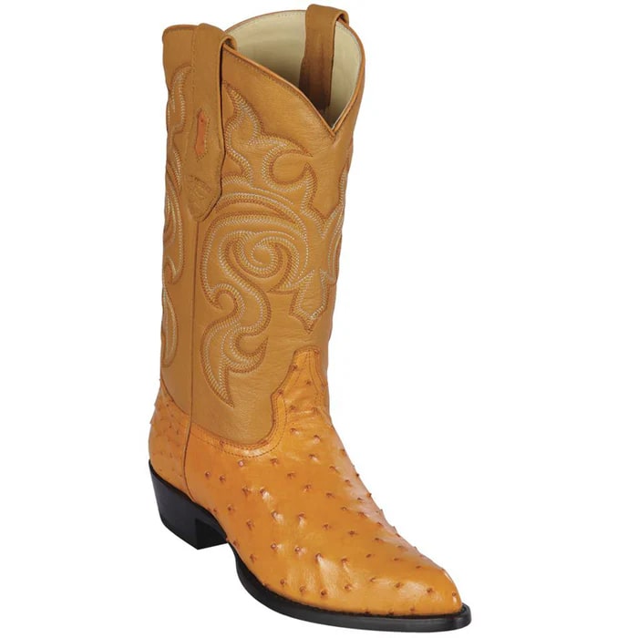 Los Altos Men's Yellow Gold Ostrich Leather Dress Cowboy Boots