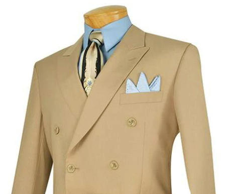 Double Breasted Beige Suit Regular Fit - Ramses Collection