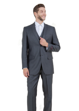 Steel Navy 3 Piece Sharkskin Suit Men’s Regular Fit