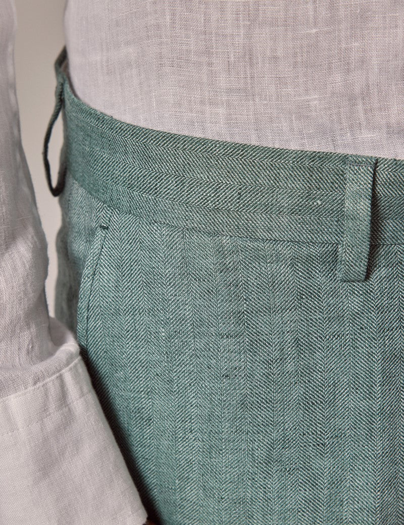 Men's Sea Green Linen Beach Wedding Suit