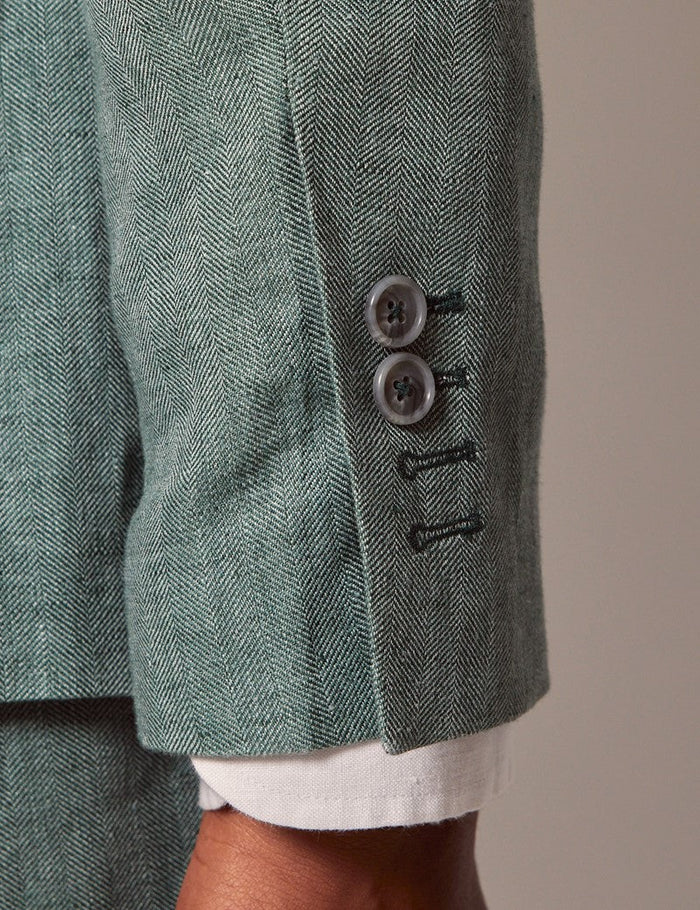 Men's Sea Green Linen Beach Wedding Suit
