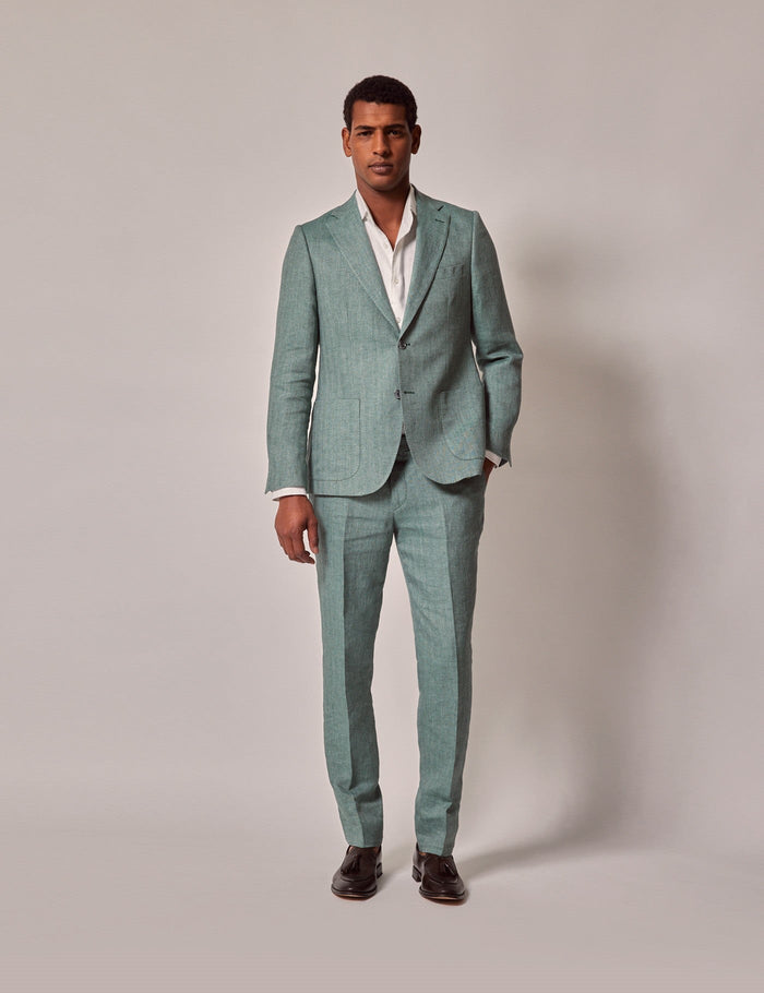 Men's Sea Green Linen Beach Wedding Suit