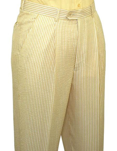 seersucker ~ sear sucker Yellow Slacks Dress Pants (No Pleated is available) also other colors available unhemmed unfinished bottom