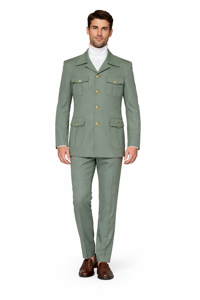 Rossiman Men’s Mint Green Seersucker Suit – Peak Lapel Summer Formalwear